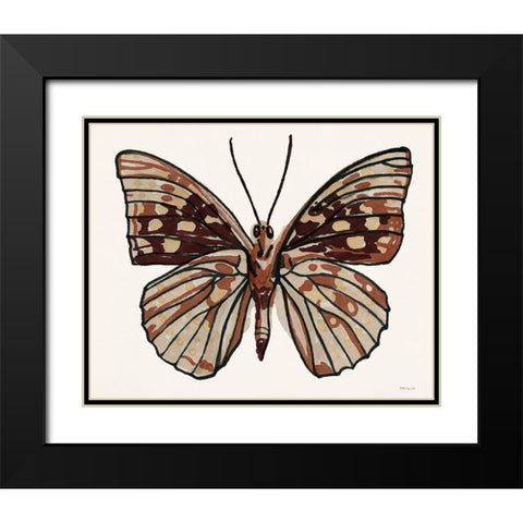 Papillon 1 Black Modern Wood Framed Art Print with Double Matting by Stellar Design Studio