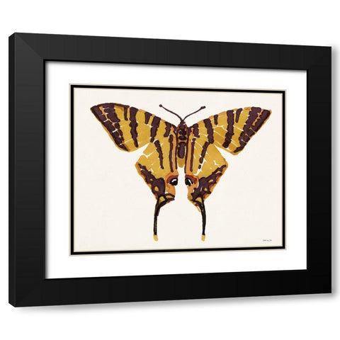 Papillon 2 Black Modern Wood Framed Art Print with Double Matting by Stellar Design Studio