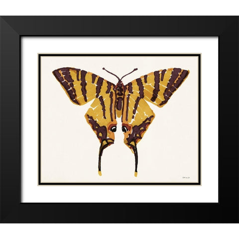 Papillon 2 Black Modern Wood Framed Art Print with Double Matting by Stellar Design Studio