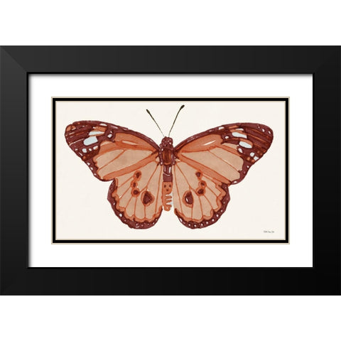 Papillon 3 Black Modern Wood Framed Art Print with Double Matting by Stellar Design Studio