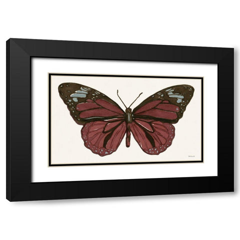 Papillon 4 Black Modern Wood Framed Art Print with Double Matting by Stellar Design Studio