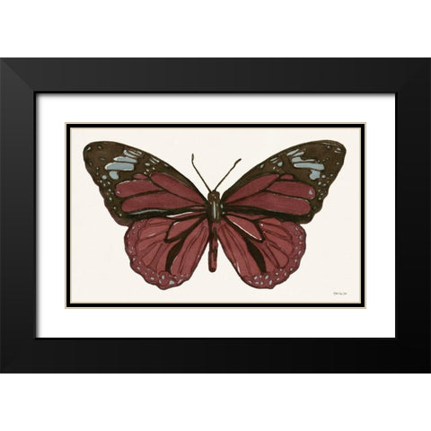 Papillon 4 Black Modern Wood Framed Art Print with Double Matting by Stellar Design Studio