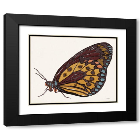 Papillon 5 Black Modern Wood Framed Art Print with Double Matting by Stellar Design Studio