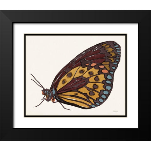 Papillon 5 Black Modern Wood Framed Art Print with Double Matting by Stellar Design Studio