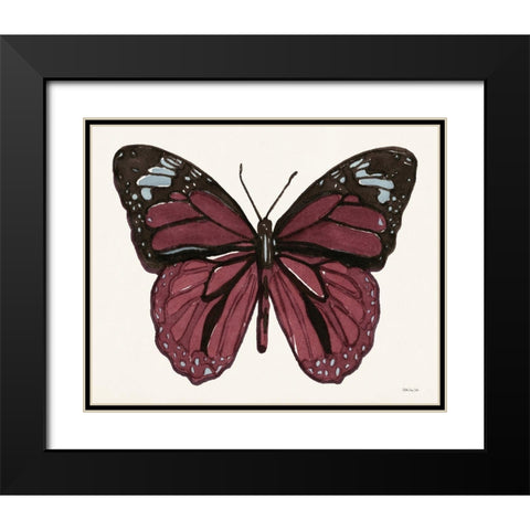 Papillon 6 Black Modern Wood Framed Art Print with Double Matting by Stellar Design Studio