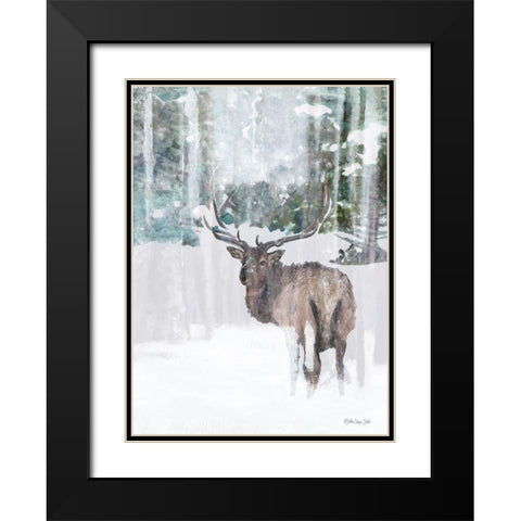Grand Elk 2 Black Modern Wood Framed Art Print with Double Matting by Stellar Design Studio