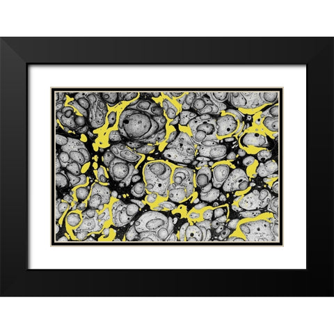 Organic Lines Black Modern Wood Framed Art Print with Double Matting by Stellar Design Studio