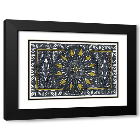 Sunburst Black Modern Wood Framed Art Print with Double Matting by Stellar Design Studio