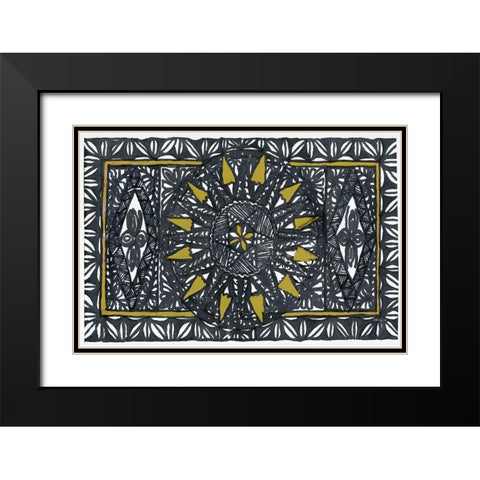 Sunburst Black Modern Wood Framed Art Print with Double Matting by Stellar Design Studio