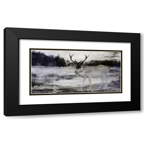 Bull in Forest 2 Black Modern Wood Framed Art Print with Double Matting by Stellar Design Studio