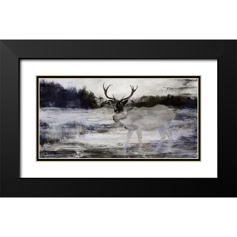 Bull in Forest 2 Black Modern Wood Framed Art Print with Double Matting by Stellar Design Studio