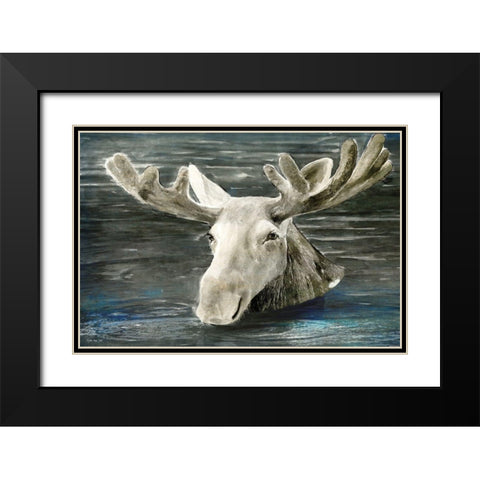 Lake Moose Black Modern Wood Framed Art Print with Double Matting by Stellar Design Studio