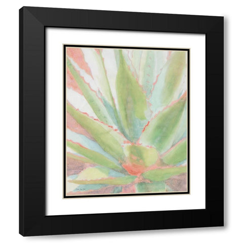 Succulent Bloom 1 Black Modern Wood Framed Art Print with Double Matting by Stellar Design Studio