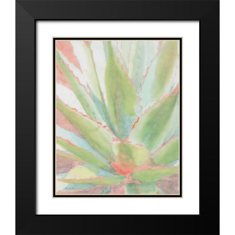 Succulent Bloom 1 Black Modern Wood Framed Art Print with Double Matting by Stellar Design Studio