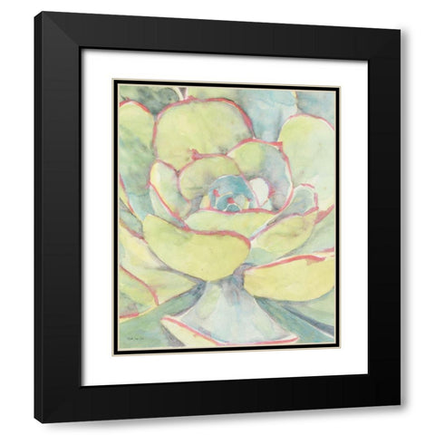 Succulent Bloom 2 Black Modern Wood Framed Art Print with Double Matting by Stellar Design Studio