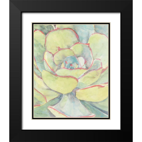 Succulent Bloom 2 Black Modern Wood Framed Art Print with Double Matting by Stellar Design Studio