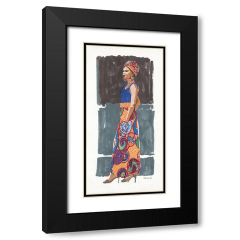 Jacqueline Black Modern Wood Framed Art Print with Double Matting by Stellar Design Studio