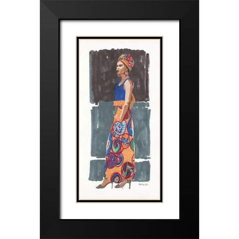 Jacqueline Black Modern Wood Framed Art Print with Double Matting by Stellar Design Studio