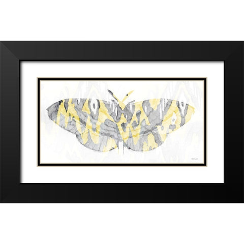 Yellow-Gray Patterned Moth 1 Black Modern Wood Framed Art Print with Double Matting by Stellar Design Studio