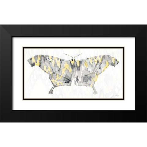 Yellow-Gray Patterned Moth 2 Black Modern Wood Framed Art Print with Double Matting by Stellar Design Studio