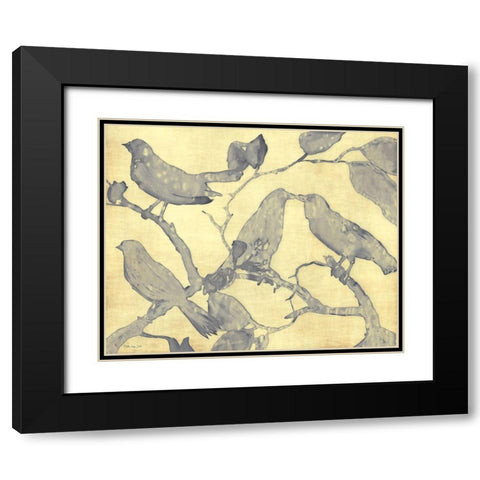 Yellow-Gray Birds 1 Black Modern Wood Framed Art Print with Double Matting by Stellar Design Studio