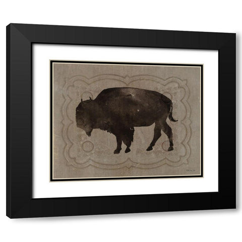 Buffalo Impression 2 Black Modern Wood Framed Art Print with Double Matting by Stellar Design Studio