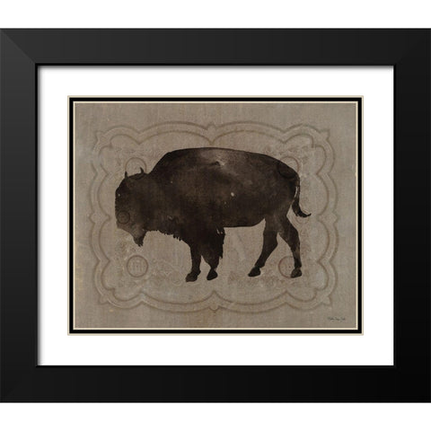 Buffalo Impression 2 Black Modern Wood Framed Art Print with Double Matting by Stellar Design Studio