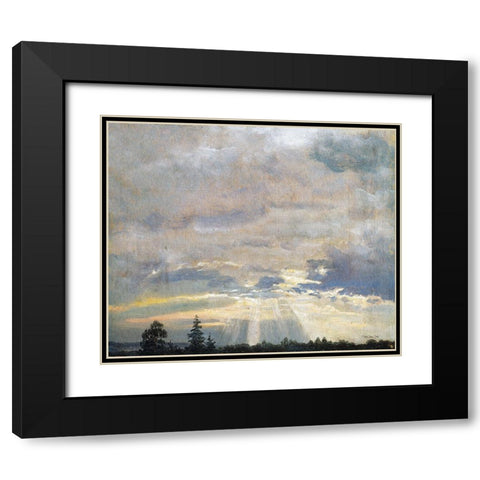 Cloud Study with Sunbeams Black Modern Wood Framed Art Print with Double Matting by Stellar Design Studio