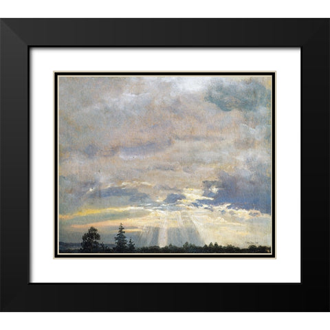 Cloud Study with Sunbeams Black Modern Wood Framed Art Print with Double Matting by Stellar Design Studio