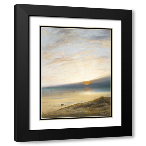 Sunset on the Beach at Sark Black Modern Wood Framed Art Print with Double Matting by Stellar Design Studio