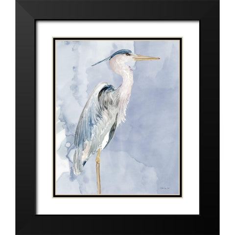 Heron 3 Black Modern Wood Framed Art Print with Double Matting by Stellar Design Studio