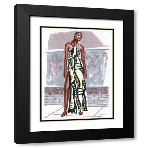 Fashion in the City 1 Black Modern Wood Framed Art Print with Double Matting by Stellar Design Studio