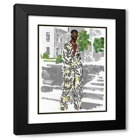 Fashion in the City 2 Black Modern Wood Framed Art Print with Double Matting by Stellar Design Studio