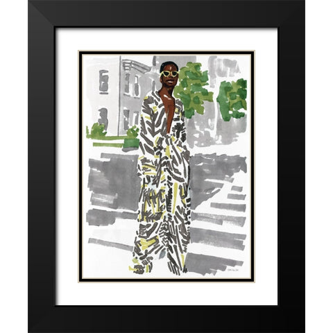 Fashion in the City 2 Black Modern Wood Framed Art Print with Double Matting by Stellar Design Studio