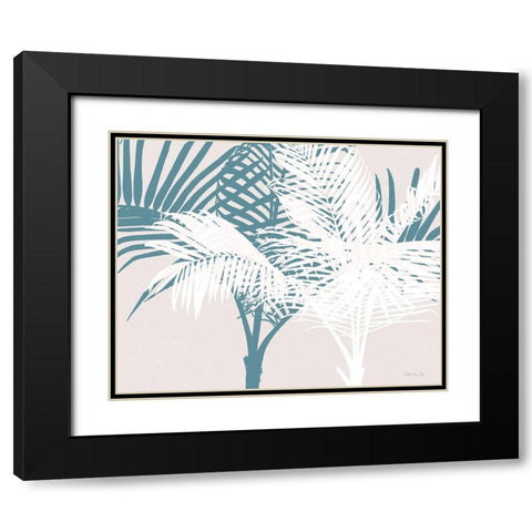 Transitioning Palm Pattern Black Modern Wood Framed Art Print with Double Matting by Stellar Design Studio