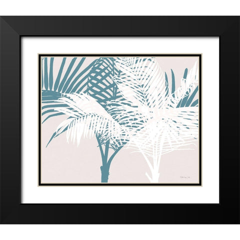 Transitioning Palm Pattern Black Modern Wood Framed Art Print with Double Matting by Stellar Design Studio