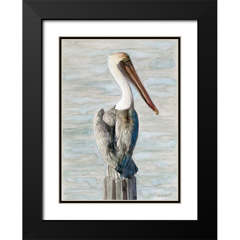 Brown Pelican 1 Black Modern Wood Framed Art Print with Double Matting by Stellar Design Studio