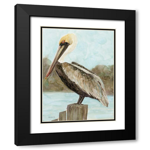 Brown Pelican 3 Black Modern Wood Framed Art Print with Double Matting by Stellar Design Studio