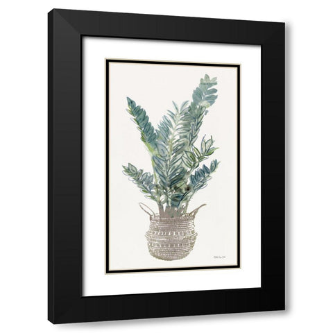 Foliage in Woven Pot 1 Black Modern Wood Framed Art Print with Double Matting by Stellar Design Studio