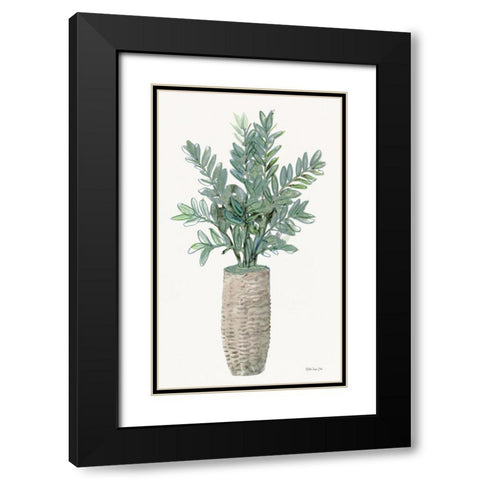 Foliage in Woven Pot 2 Black Modern Wood Framed Art Print with Double Matting by Stellar Design Studio