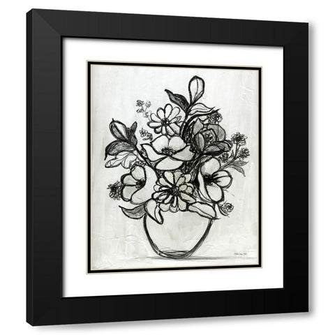 Arrangement in Ink Black Modern Wood Framed Art Print with Double Matting by Stellar Design Studio