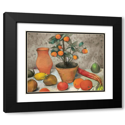 Still-Life with Oranges Black Modern Wood Framed Art Print with Double Matting by Stellar Design Studio