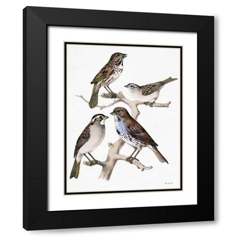 Birds on Branch Black Modern Wood Framed Art Print with Double Matting by Stellar Design Studio