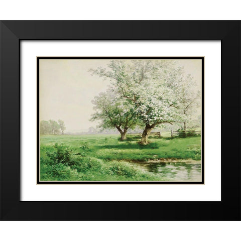 The Dreamy Field Black Modern Wood Framed Art Print with Double Matting by Seven Trees Design