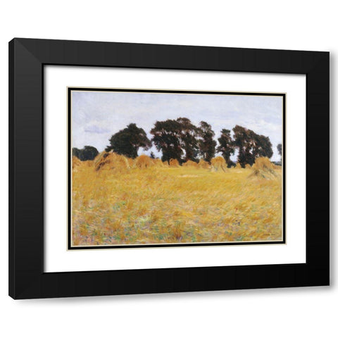 The Field Black Modern Wood Framed Art Print with Double Matting by Seven Trees Design