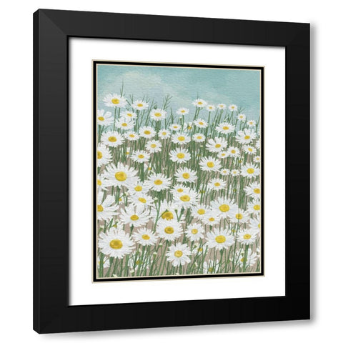 Daisies in the Sky Black Modern Wood Framed Art Print with Double Matting by Seven Trees Design