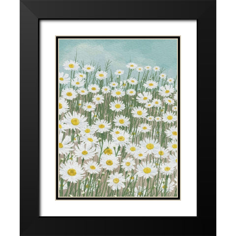Daisies in the Sky Black Modern Wood Framed Art Print with Double Matting by Seven Trees Design