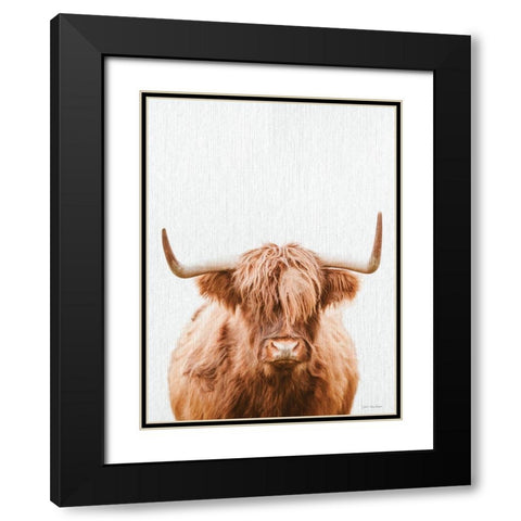 Cow Portrait Black Modern Wood Framed Art Print with Double Matting by Seven Trees Design