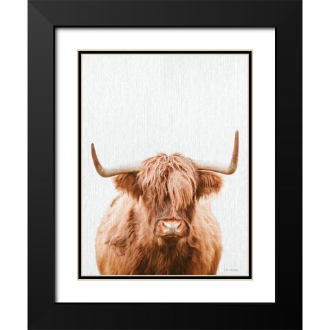 Cow Portrait Black Modern Wood Framed Art Print with Double Matting by Seven Trees Design