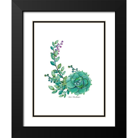 Succulent Plant I Black Modern Wood Framed Art Print with Double Matting by Seven Trees Design
